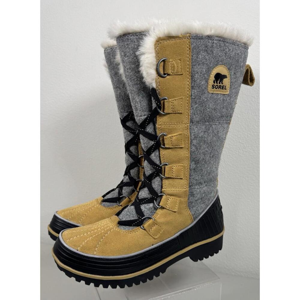 Sorel Womens Tivoli High II Tan Suede Faux Fur Waterproof Snow Boots Size 7